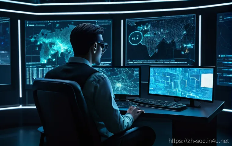 보안관제센터에서 배울 수 있는 것들 - **Prompt 1: The Digital Detective in the SOC**
    "A highly focused cybersecurity analyst, depicted...