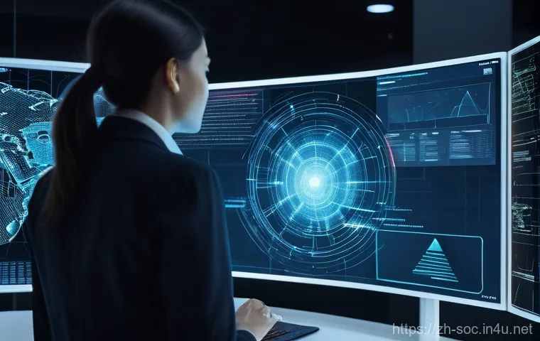 보안관제센터에서 배울 수 있는 것들 - **Prompt 1: The Digital Detective in the SOC**
    "A highly focused cybersecurity analyst, depicted...