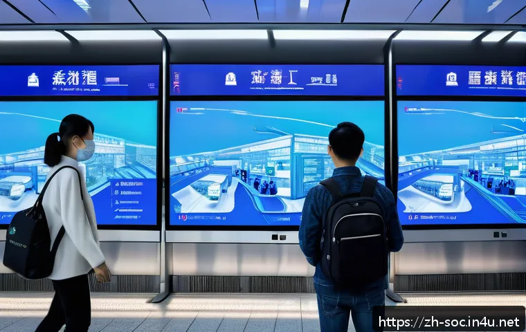 보안관제센터와 AI 기반 보안의 관계 - A futuristic smart surveillance control room showcasing multiple large digital screens displaying re...