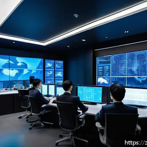 보안관제센터와 위협 사냥 Threat Hunting - A modern cybersecurity operations center with a diverse team of analysts actively monitoring multipl...